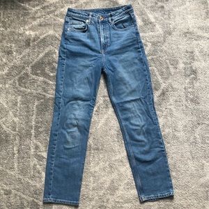 DENIM blue wash mom jeans